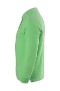 SKLPS009 pure colour plain color light green 060 long sleeved en' s Polo shirt 1AD01 tailor made ordering men' s pure colour polo shirts DIY design supplier polo-shirts POLO shirt price side view